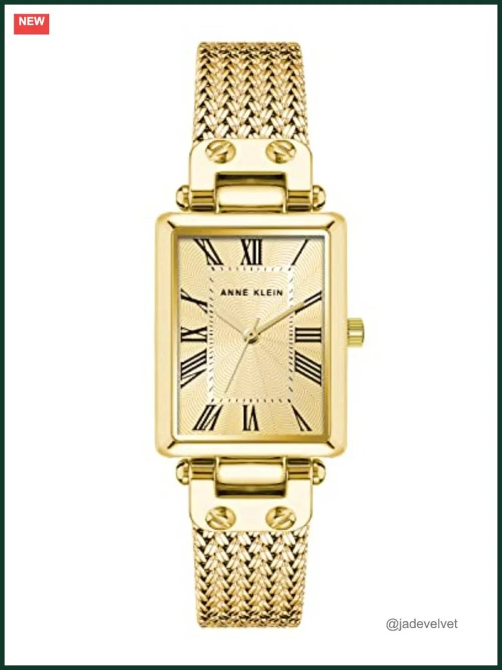 Anne Klein Gold-Tone Mesh Bracelet Watch with Roman Numerals